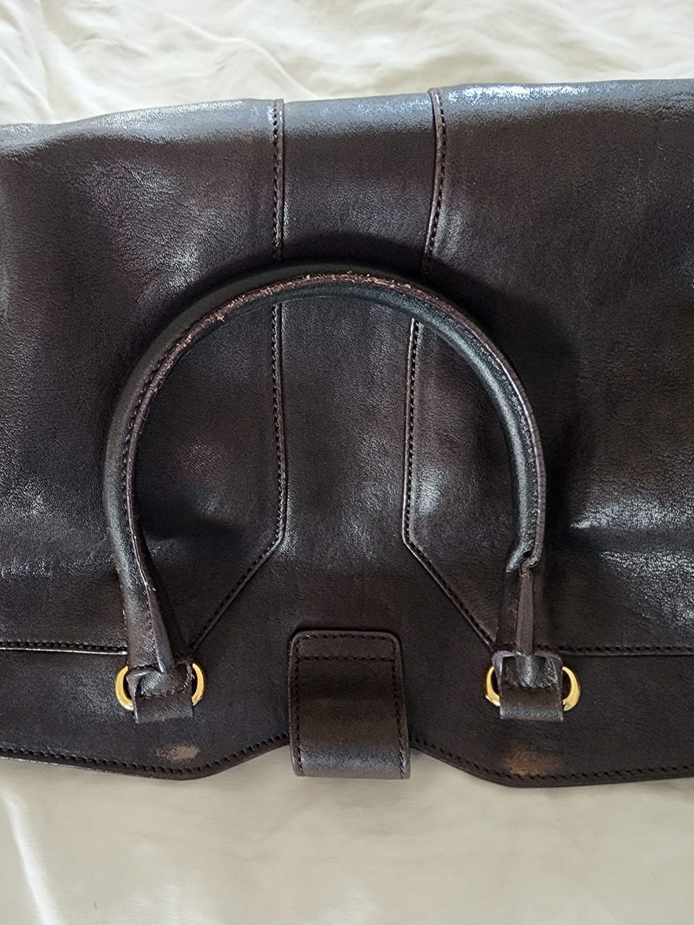 Yves Saint Laurent Black Leather Tote with Gold Y Accent - Picture 7 of 8